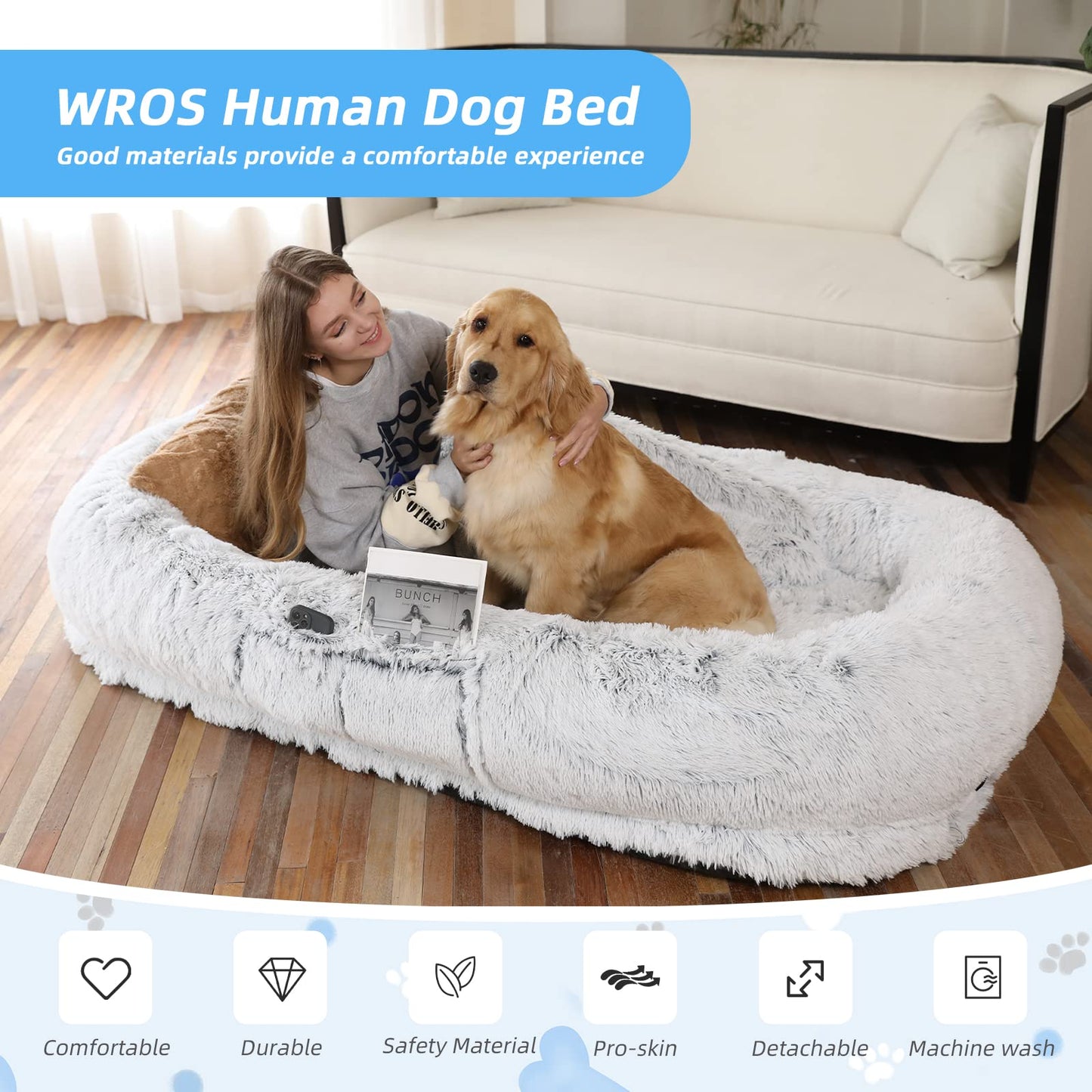 Feeriva™ Human-Pet Lounger Bed – XXL (71" × 45")