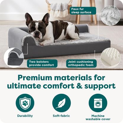 Feeriva™ L-Shape Orthopedic Dog Sofa Bed – Medium