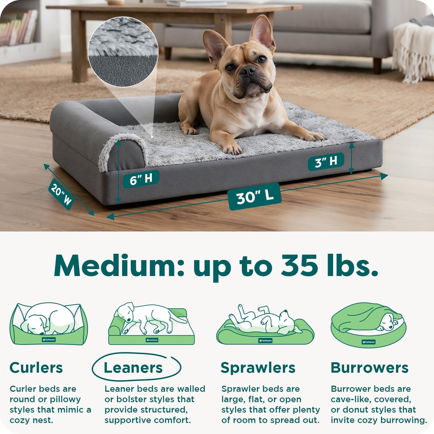 Feeriva™ L-Shape Orthopedic Dog Sofa Bed – Medium