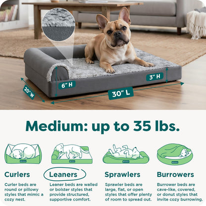 Feeriva™ L-Shape Orthopedic Dog Sofa Bed – Medium