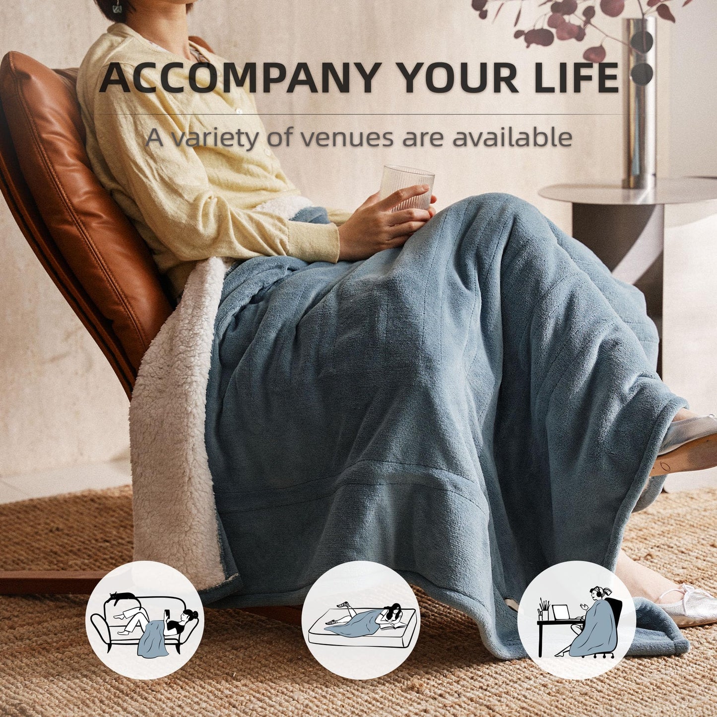Feeriva™ Electric Heated Blanket – 130 × 160 cm